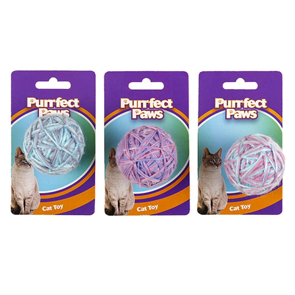 63007 Cat Toy Yarn Ball 3 Asstd Colours 5cm Dats