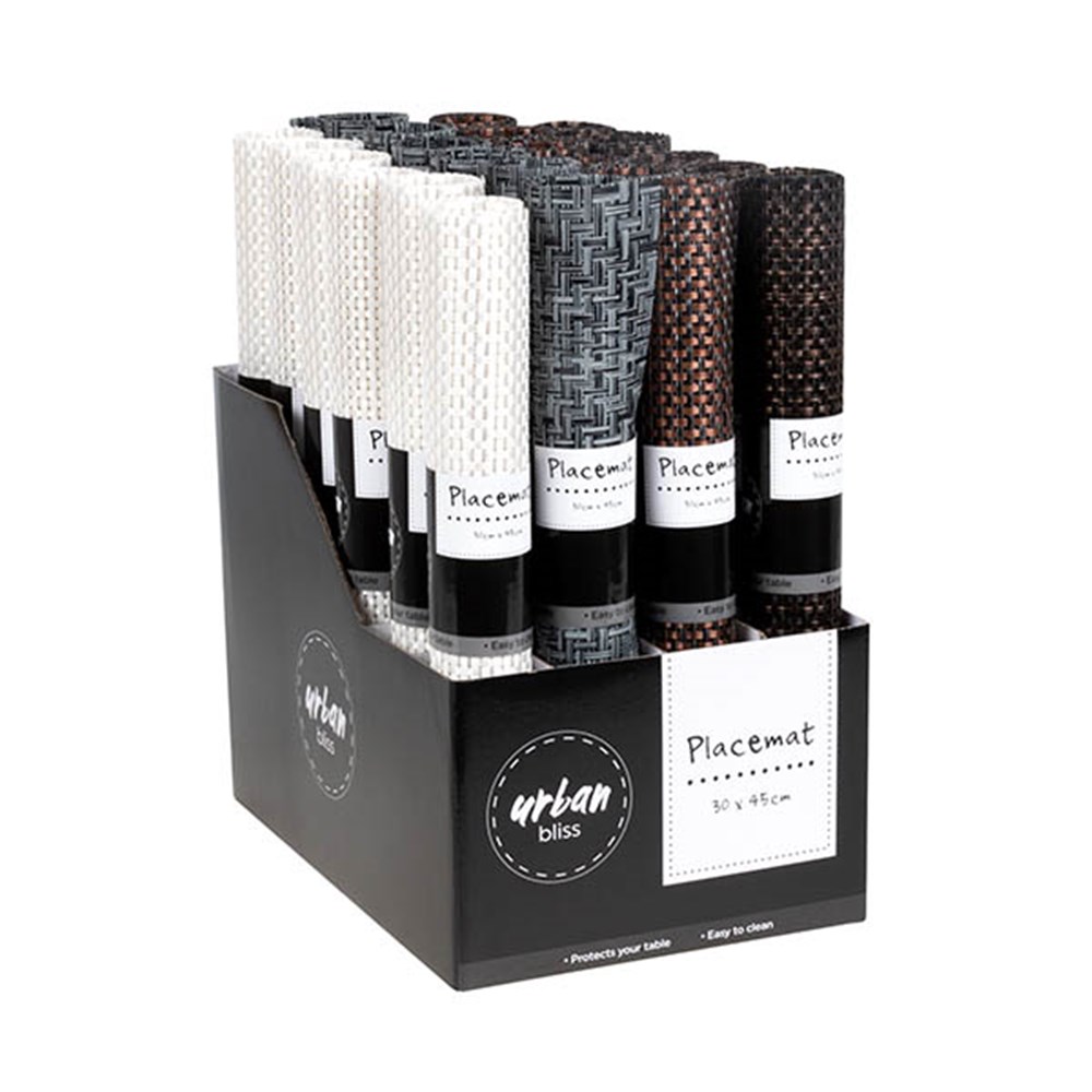 66757 Placemat Woven PVC 4 Design 45x30cm 4 Asstd Cols Dats