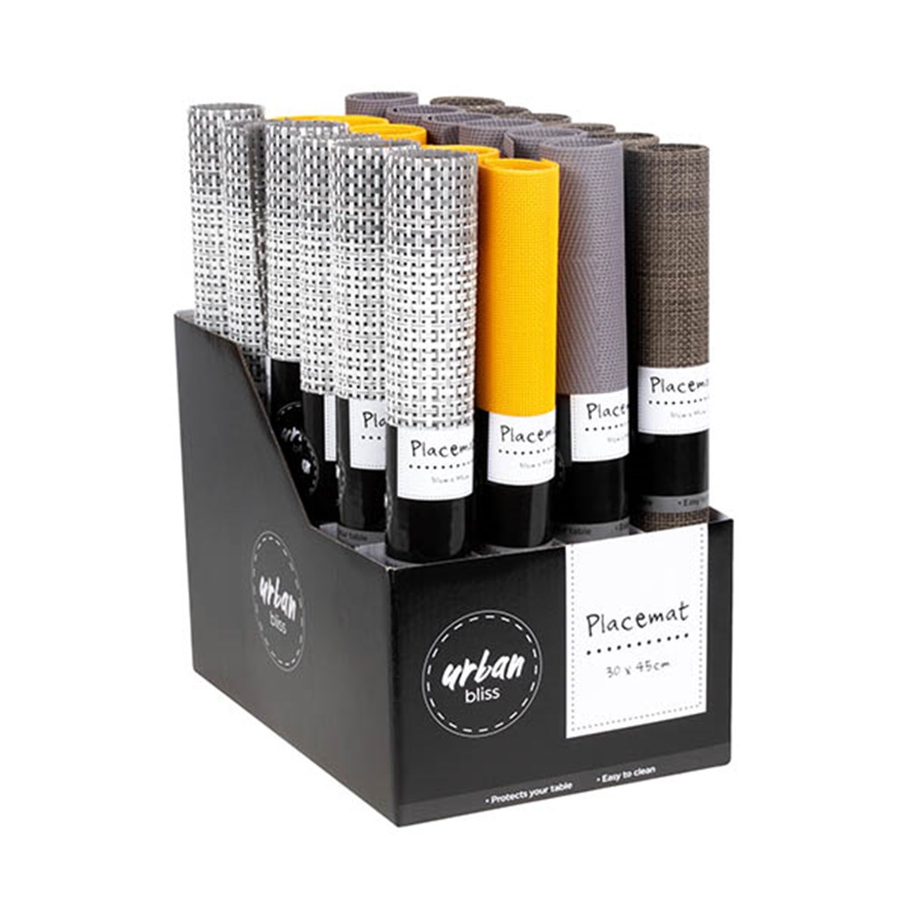 66760 Placemat Woven PVC 4 Design 45x30cm 4 Asstd Cols Dats