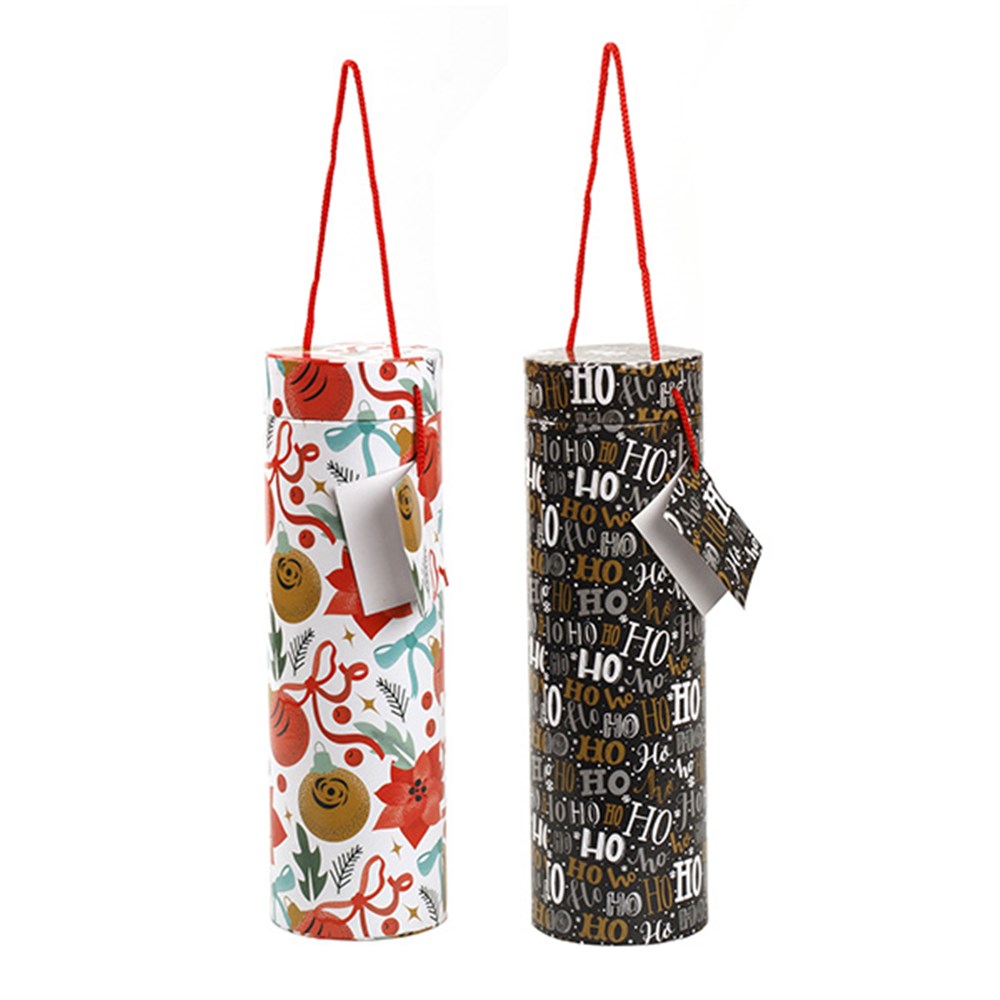 66909 Gift Box Xmas Wine Bottle 10x33cm Traditional Dats