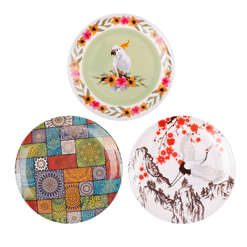 67301 Melamine Side Plate Dia20cm 100gr 3 Asst Designs Dats